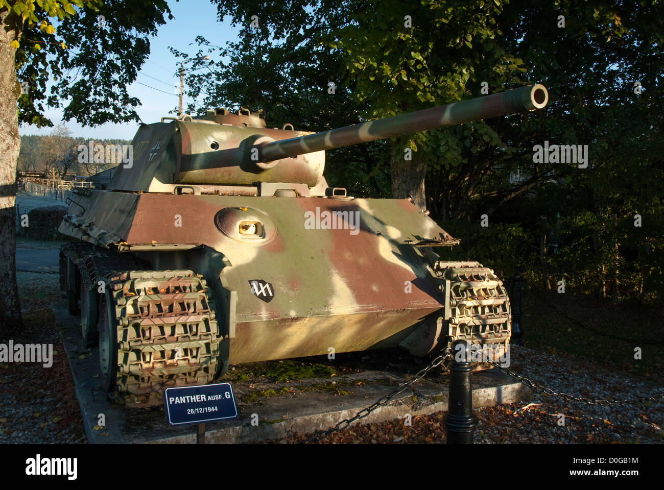 German Panther tank Model G left behind in the Ardennes during WW2 Stock Photo
