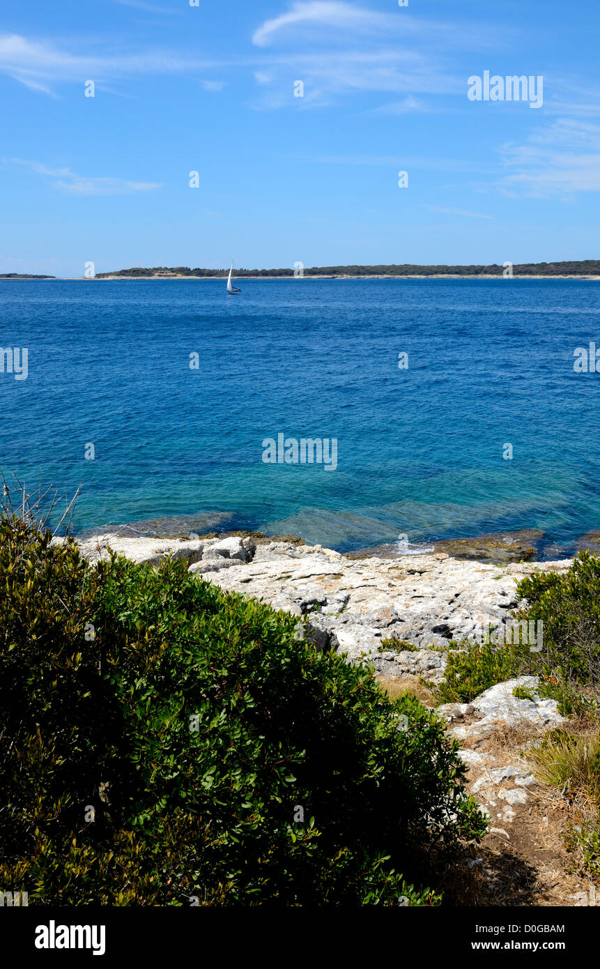 Brijuni Islands are a group of fourteen small islands in the Croatian part of the northern Adriatic Sea Stock Photo