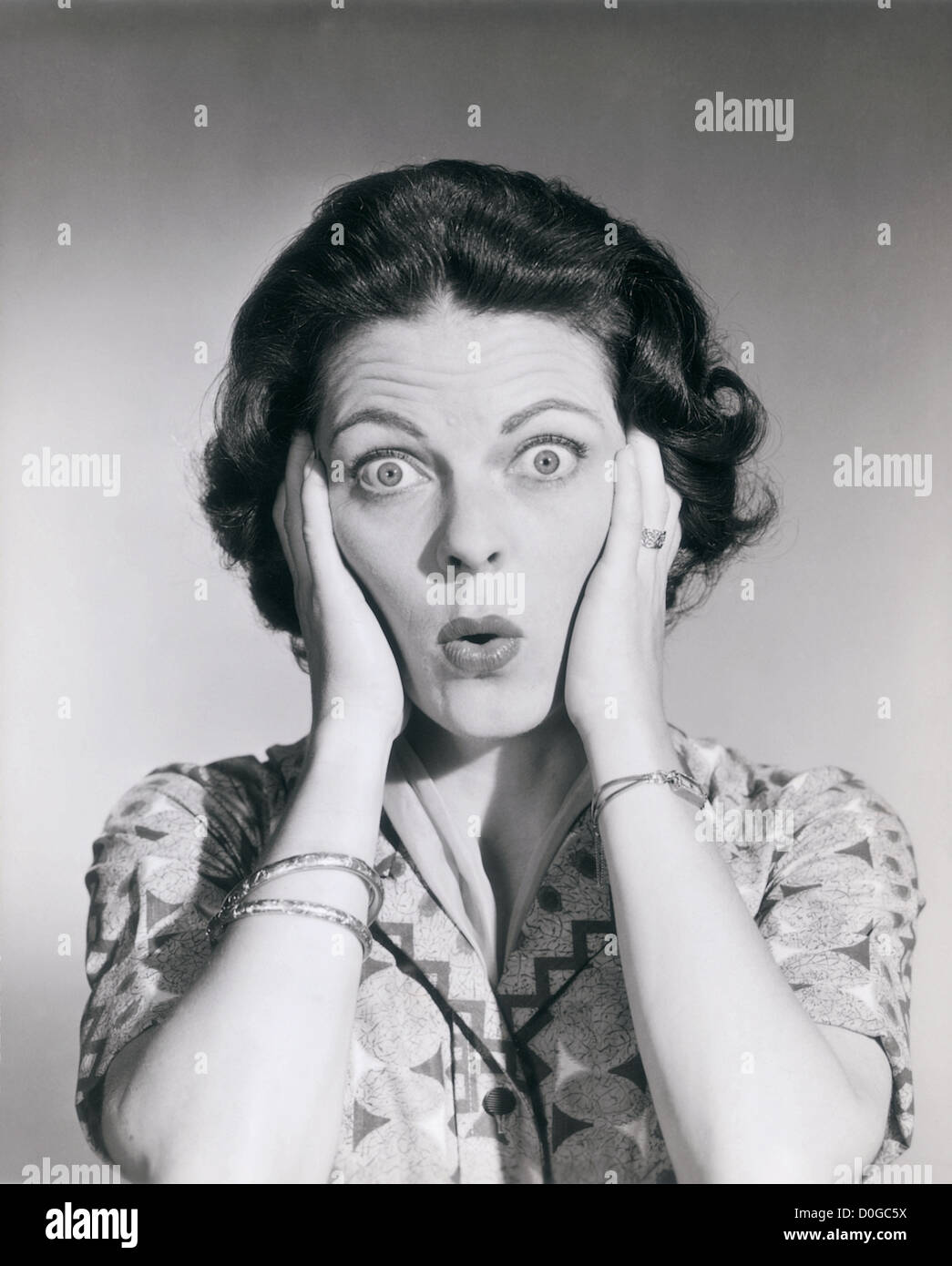 Woman with surprised look Stock Photo