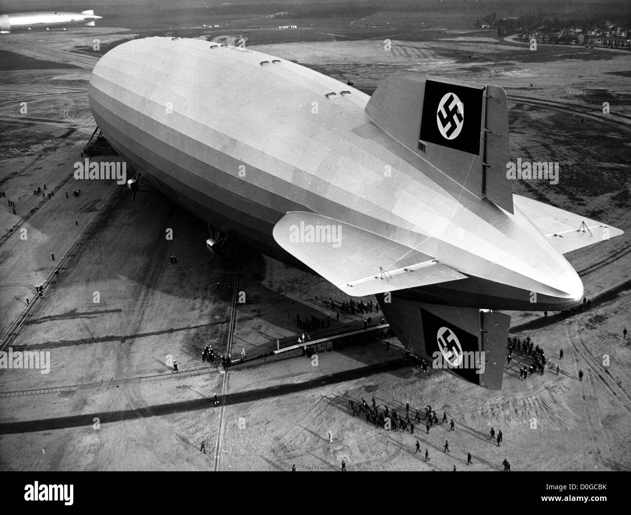 Hindenburg in New Jersey after first trip across Atlantic Ocean Stock Photo
