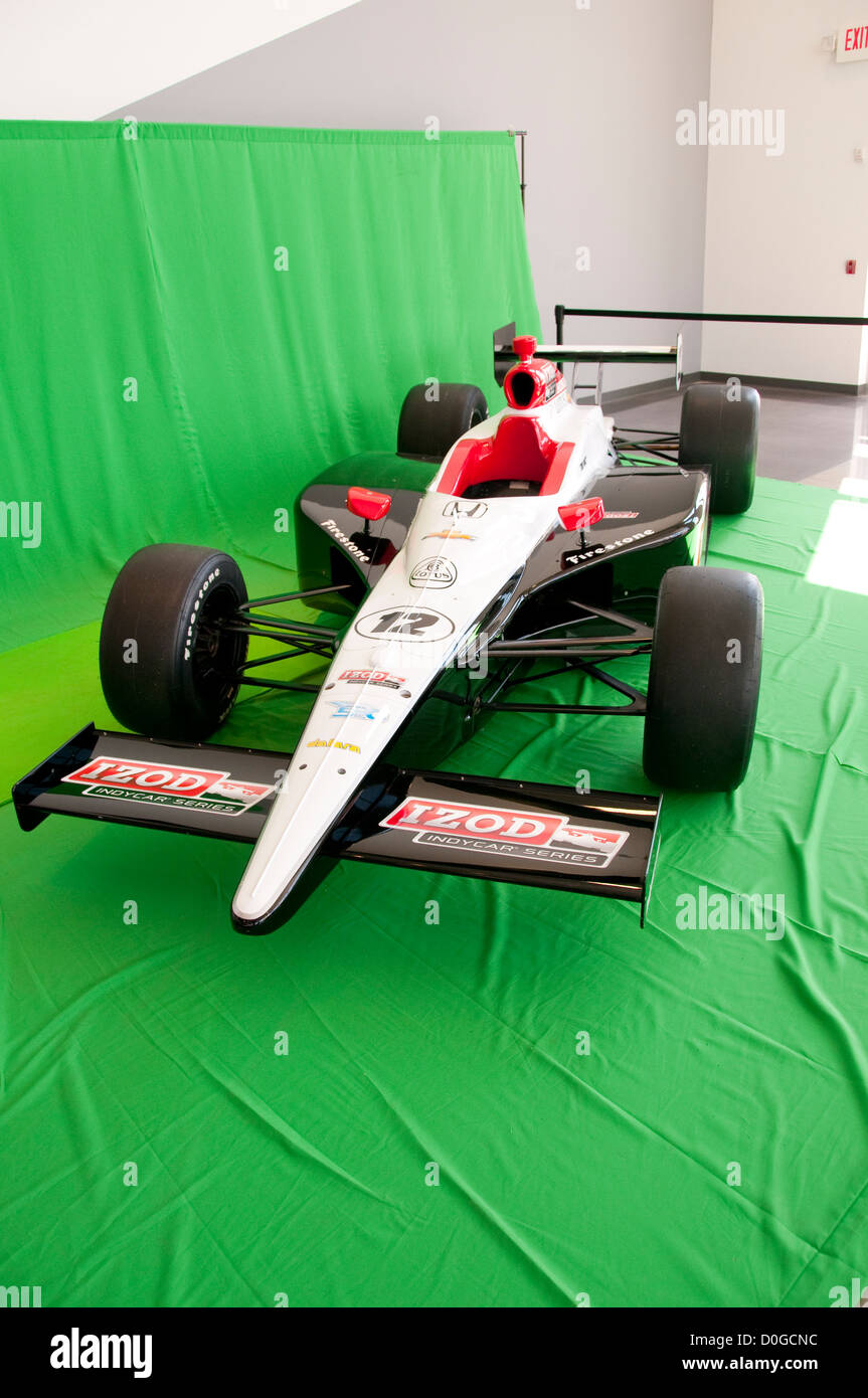 USA, Indiana, Indianapolis Motor Speedway, latest Dellara car Model 12 during off season scene of the annual Indy 500 car race. Stock Photo