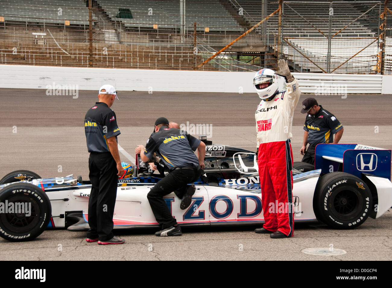USA, Indiana, Indianapolis Motor Speedway, tourist riding back seat
