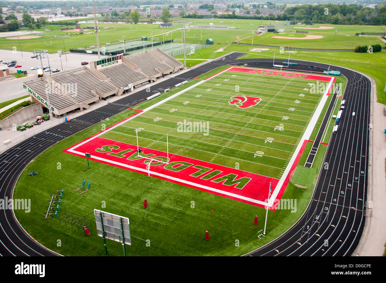 USA, Indiana, Indianapolis high school athletic field for football and