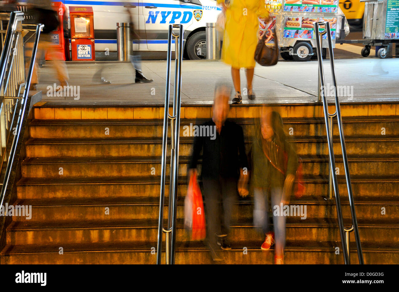 59th Street & Columbus Circle subway entry & exit, Broadway, Manhattan, New York City, USA Stock Photo