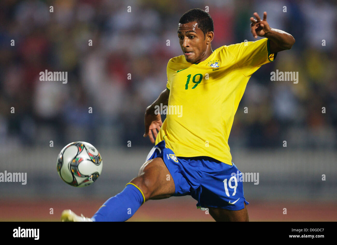 Maicon of Brazil in action during the 2009 FIFA U-20 World Cup final against Ghana at Cairo International Stadium. Stock Photo