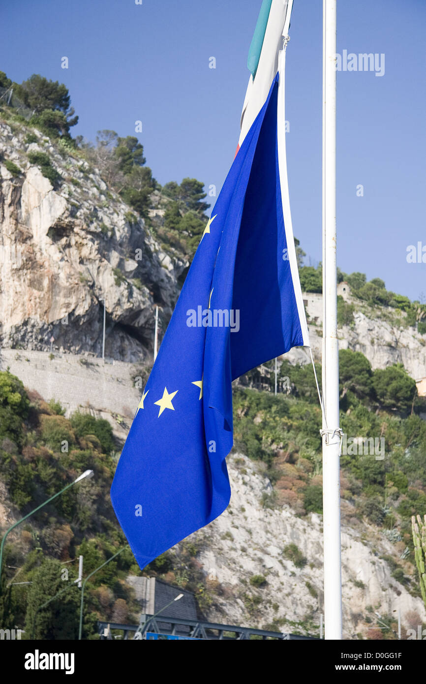 Flag of Europe on the flagstaff Stock Photo