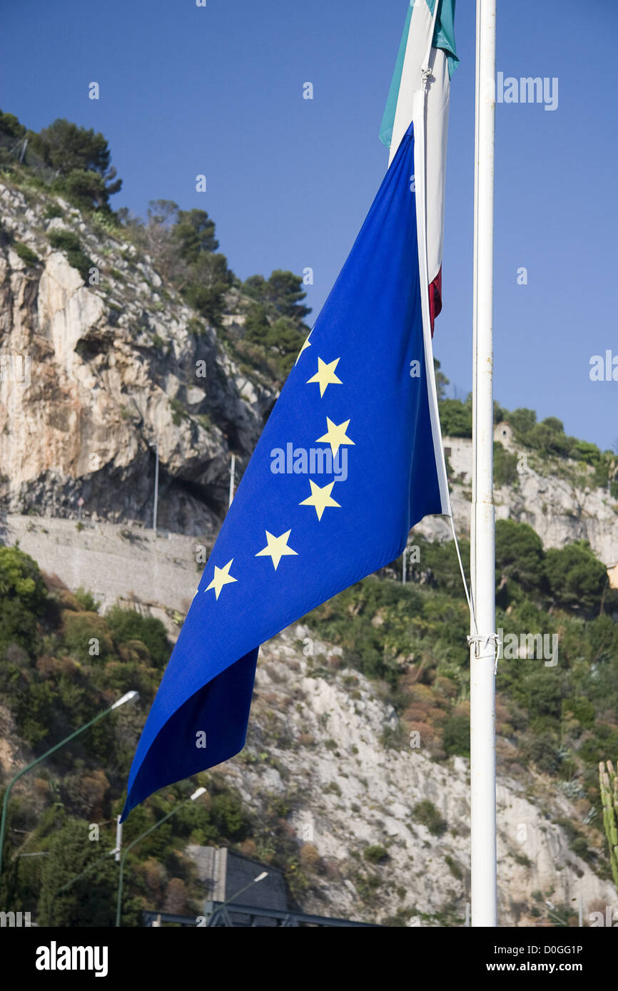 Flag of Europe on the flagstaff Stock Photo