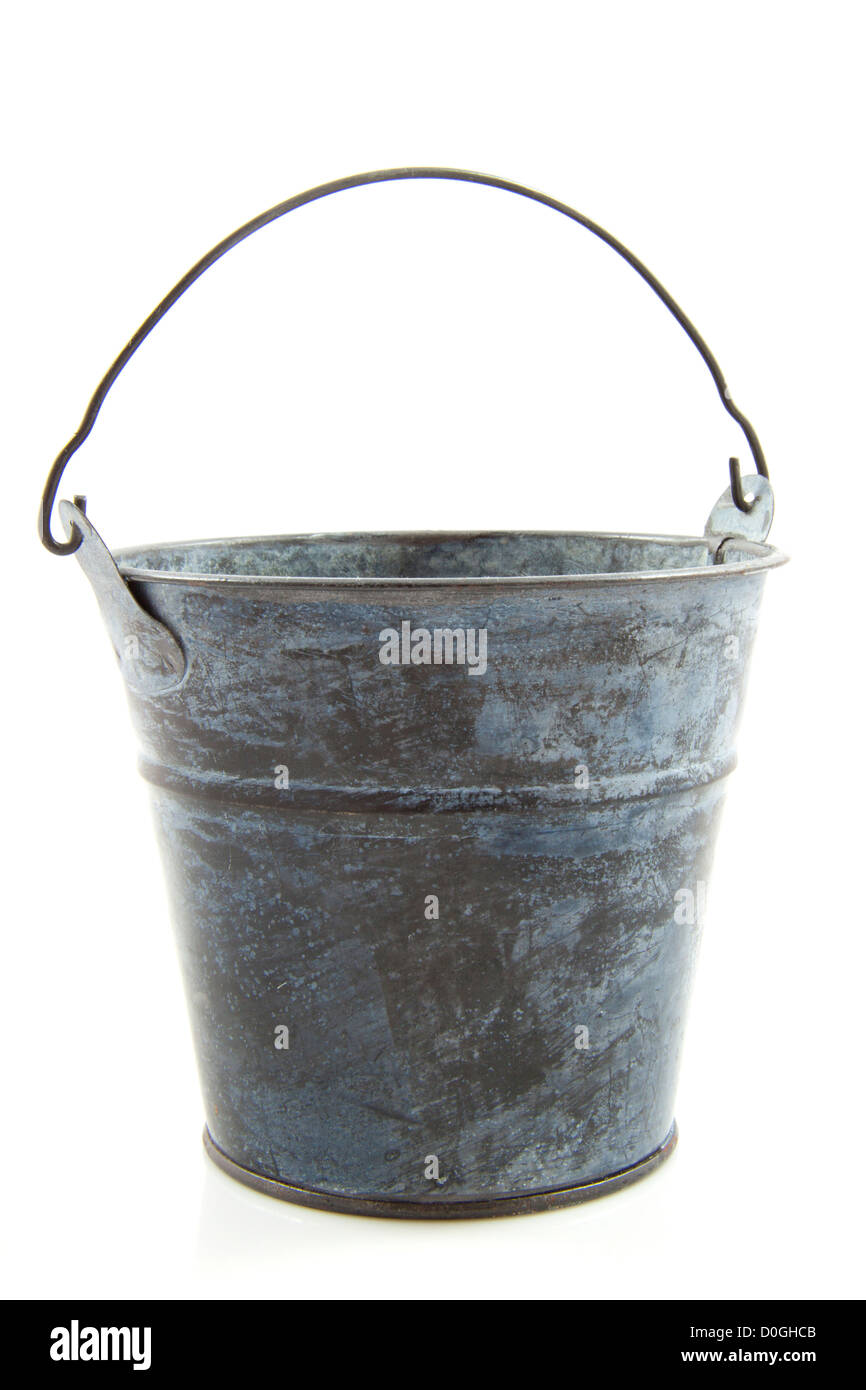 Old metal bucket isolated on a white background Stock Photo Alamy