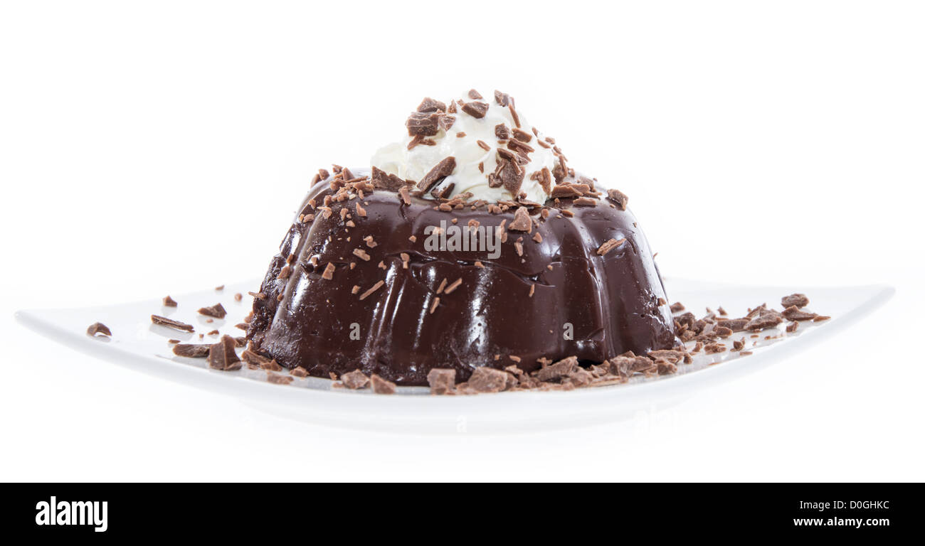 Fresh made Chocolate Pudding isolated on white background Stock Photo