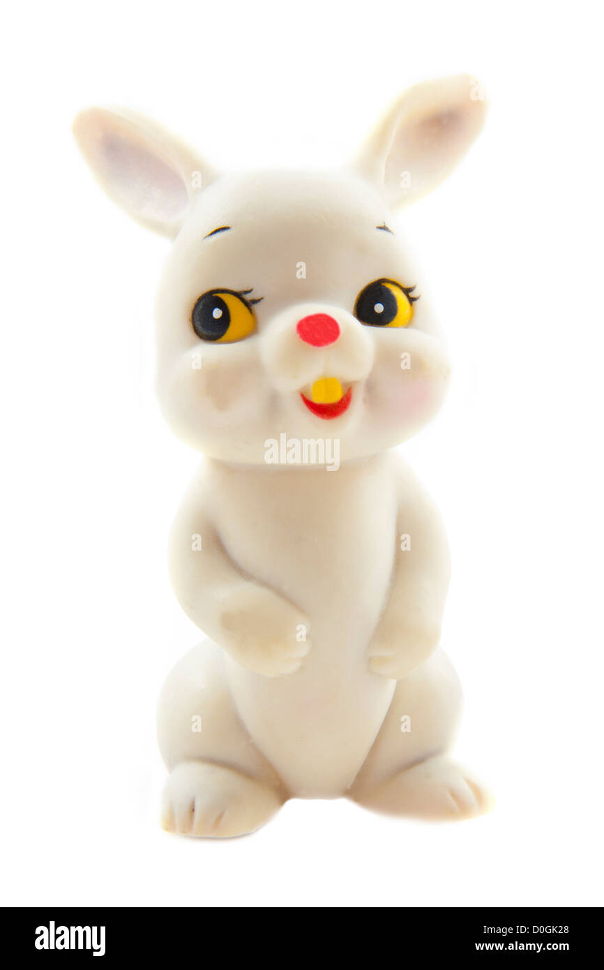 Plastic toy rabbit isolated on a white background Stock Photo Alamy