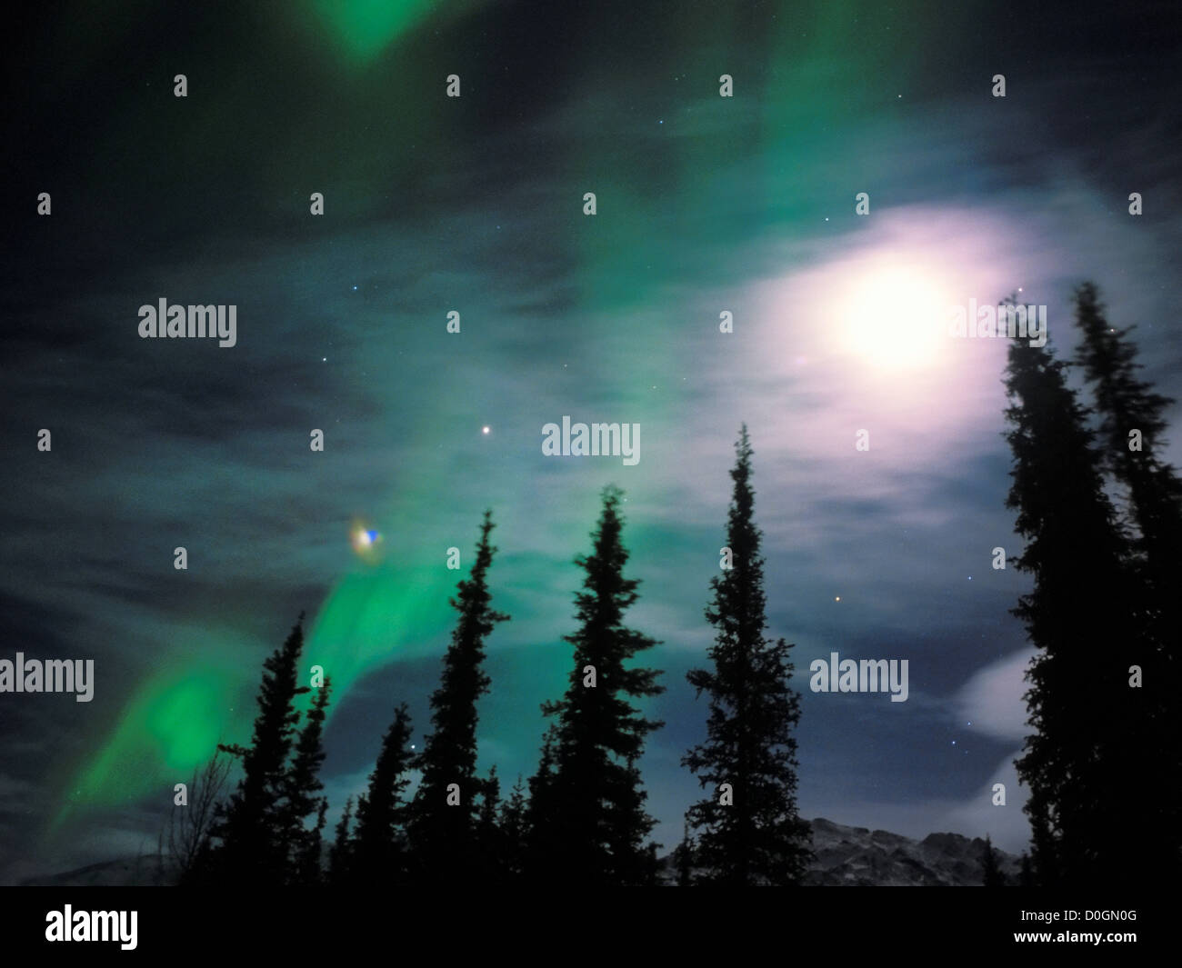 Northern Lights And Full Moon Stock Photo Alamy