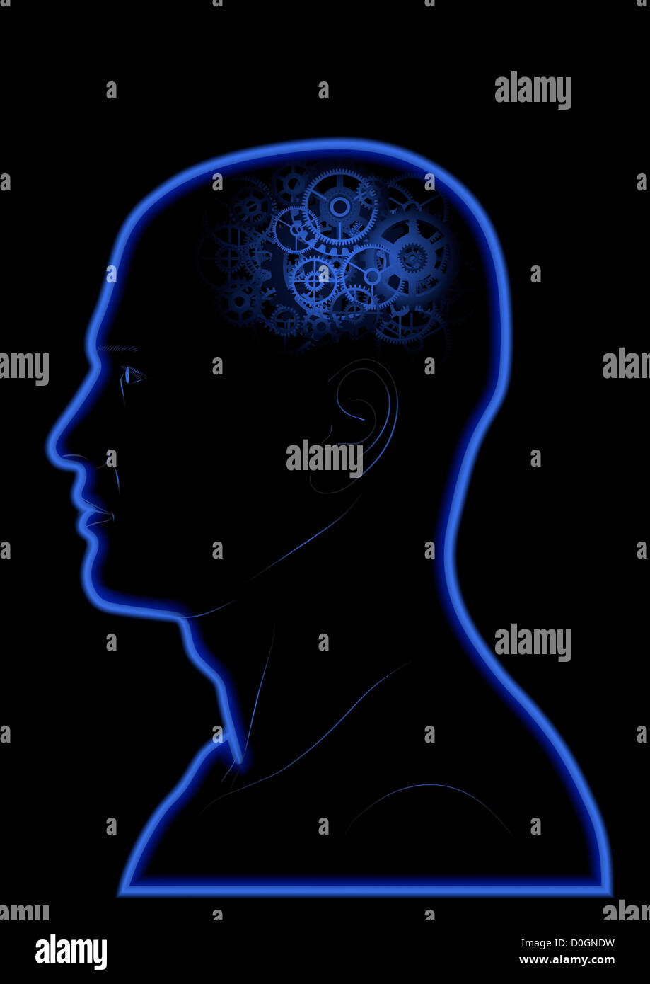 Gears In The Head Stock Photo Alamy