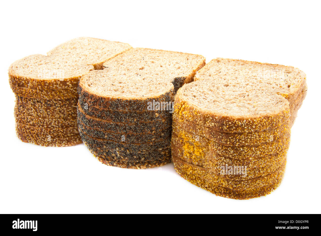 Different types of brown bread isolated over white Stock Photo Alamy