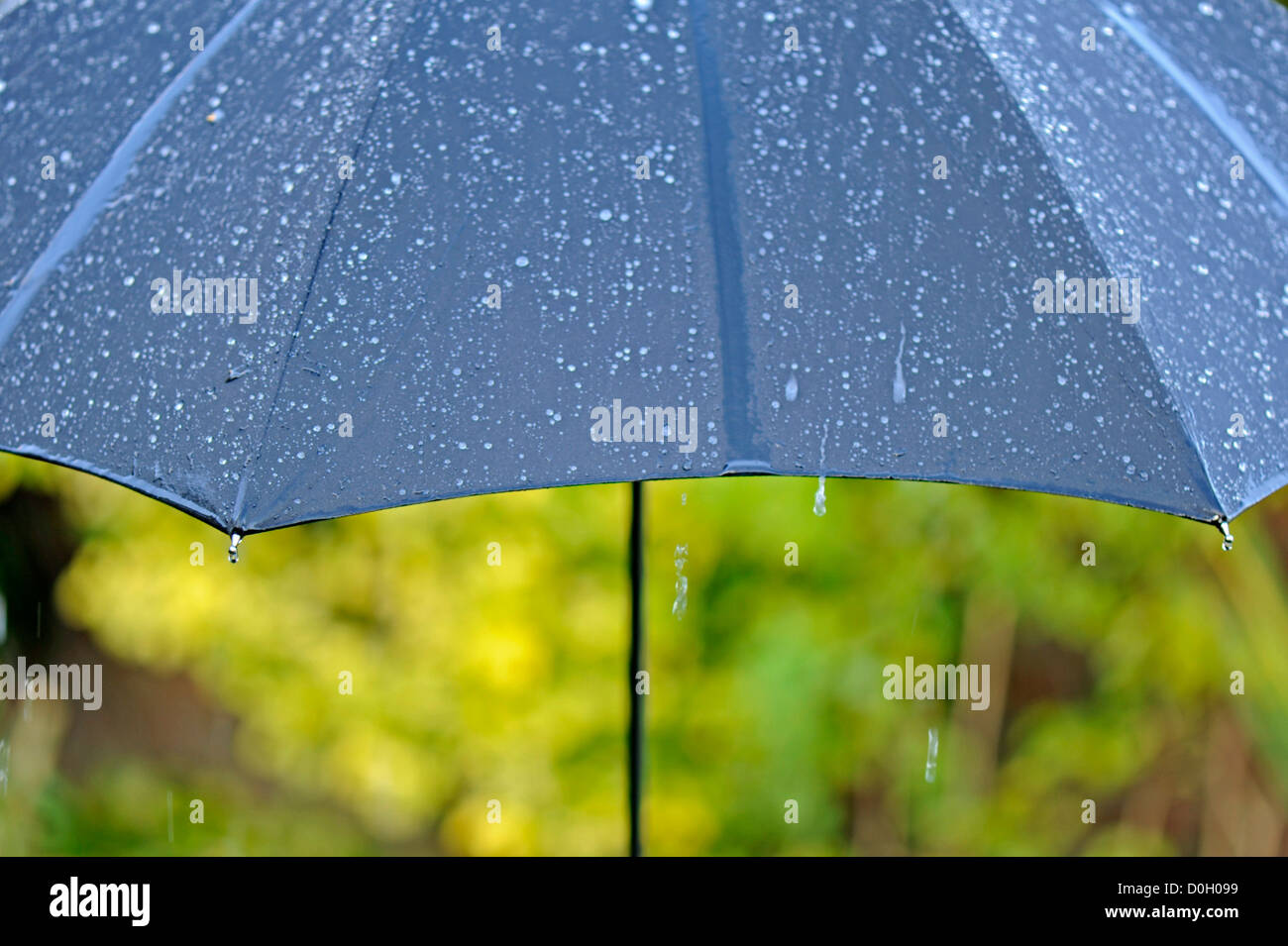 Close-up of an umbrella in the rain Stock Photo