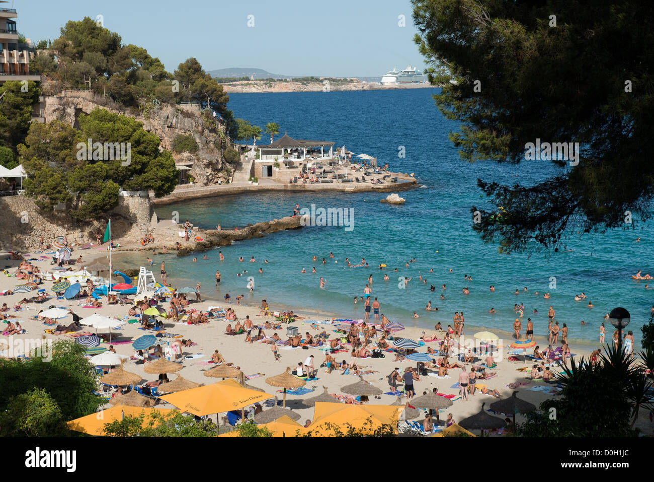 Crowded Beach in Majorca, Spain -1 Stock Photo