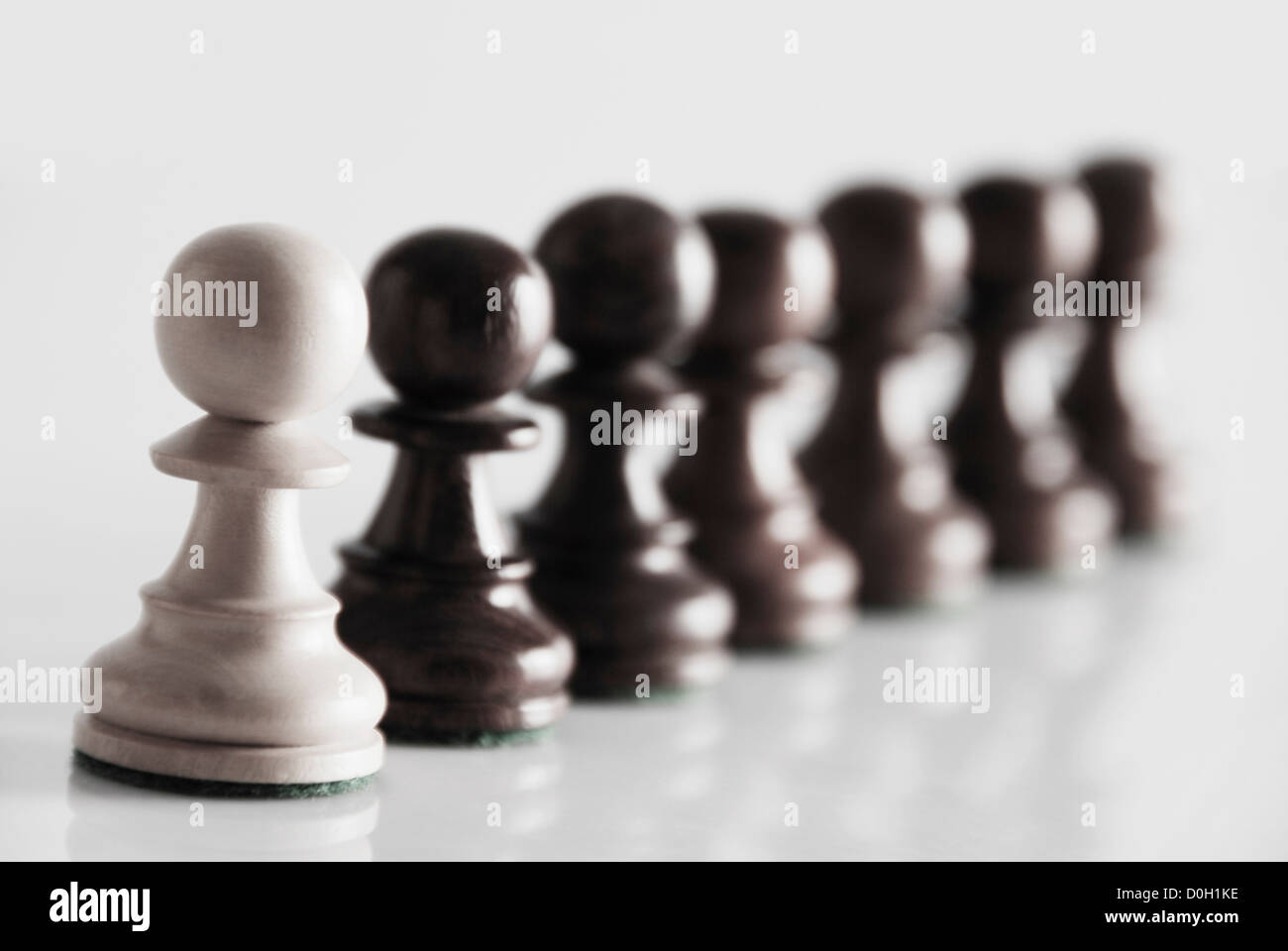 Chess pawns in a row Stock Photo