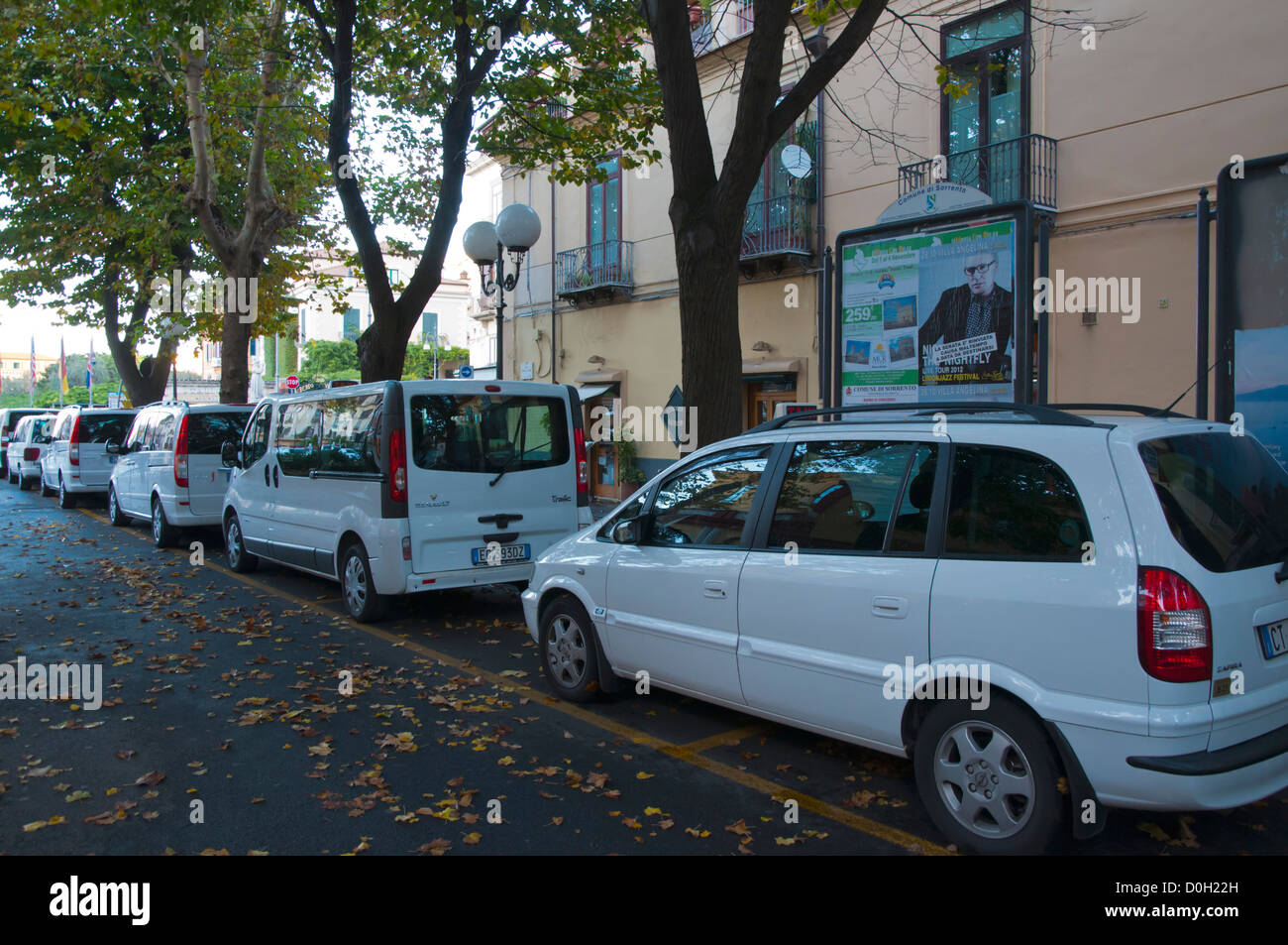 Taxis in Autumn central Sorrento resort town La Campania region southern Italy Europe Stock Photo