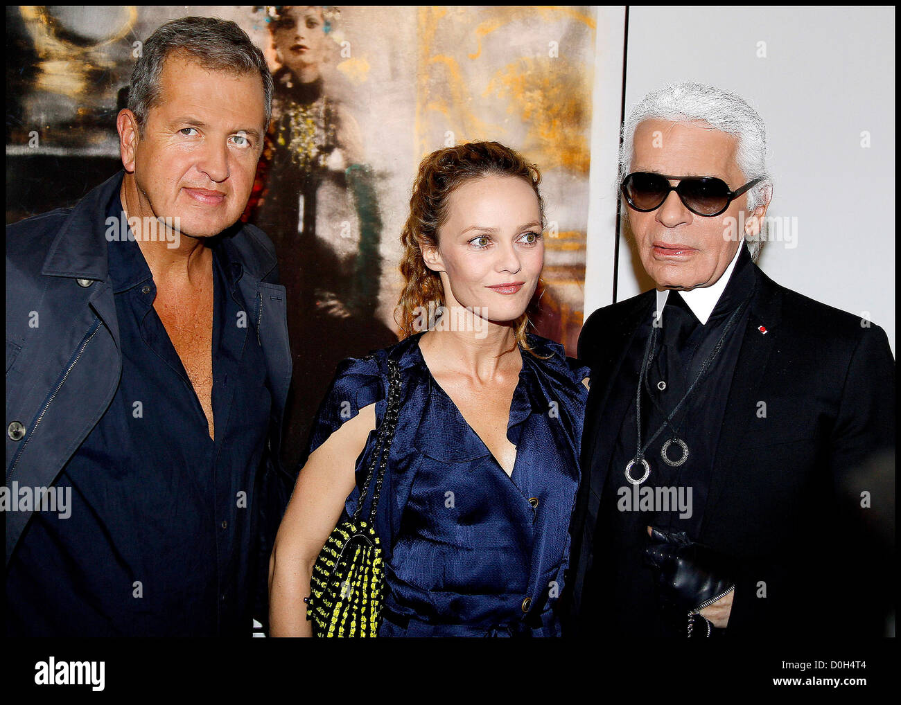 Mario Testino, Vanessa Paradis and Karl Lagerfeld, at the Karl Lagerfeld  Exhibition Launch at Maison Europeenne de la Stock Photo - Alamy