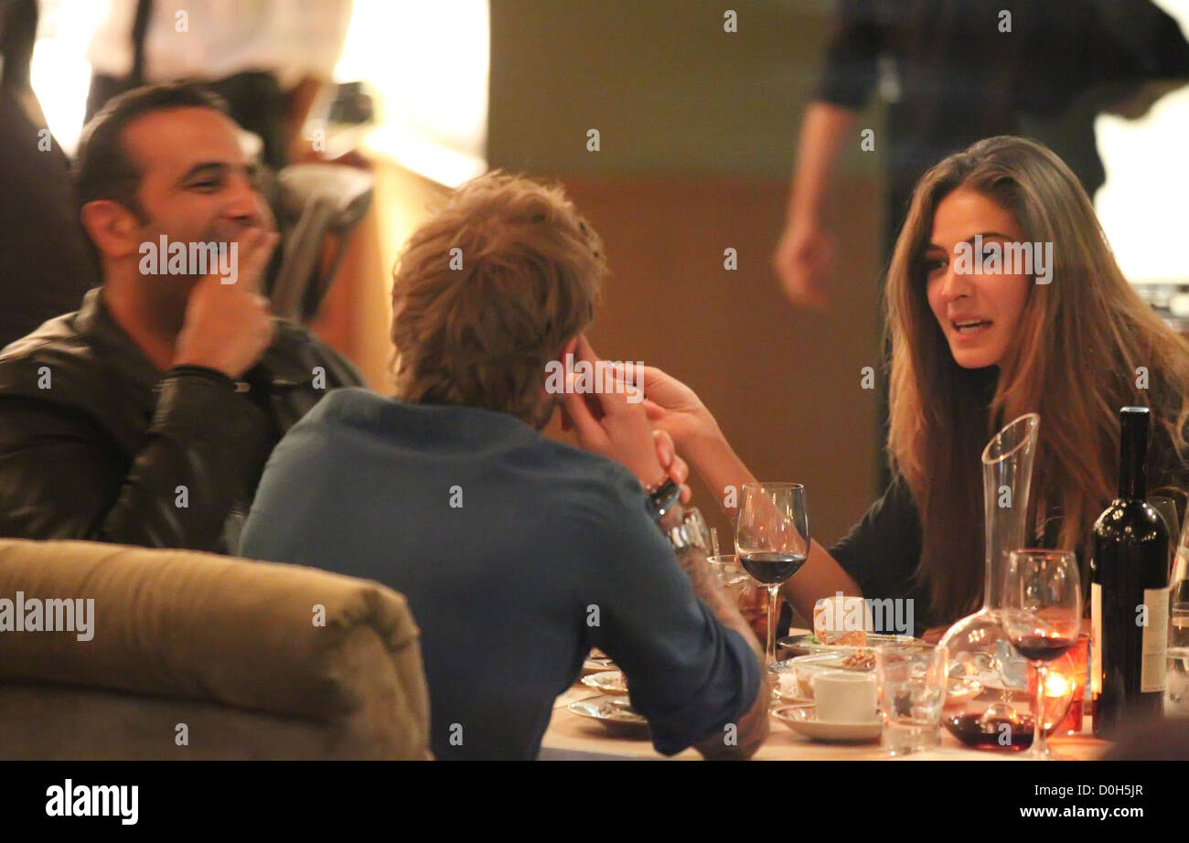 David Beckham having dinner with Iranian-American entrepreneur Sam Nazarian and his new girlfriend at Cleo restaurant in Stock Photo