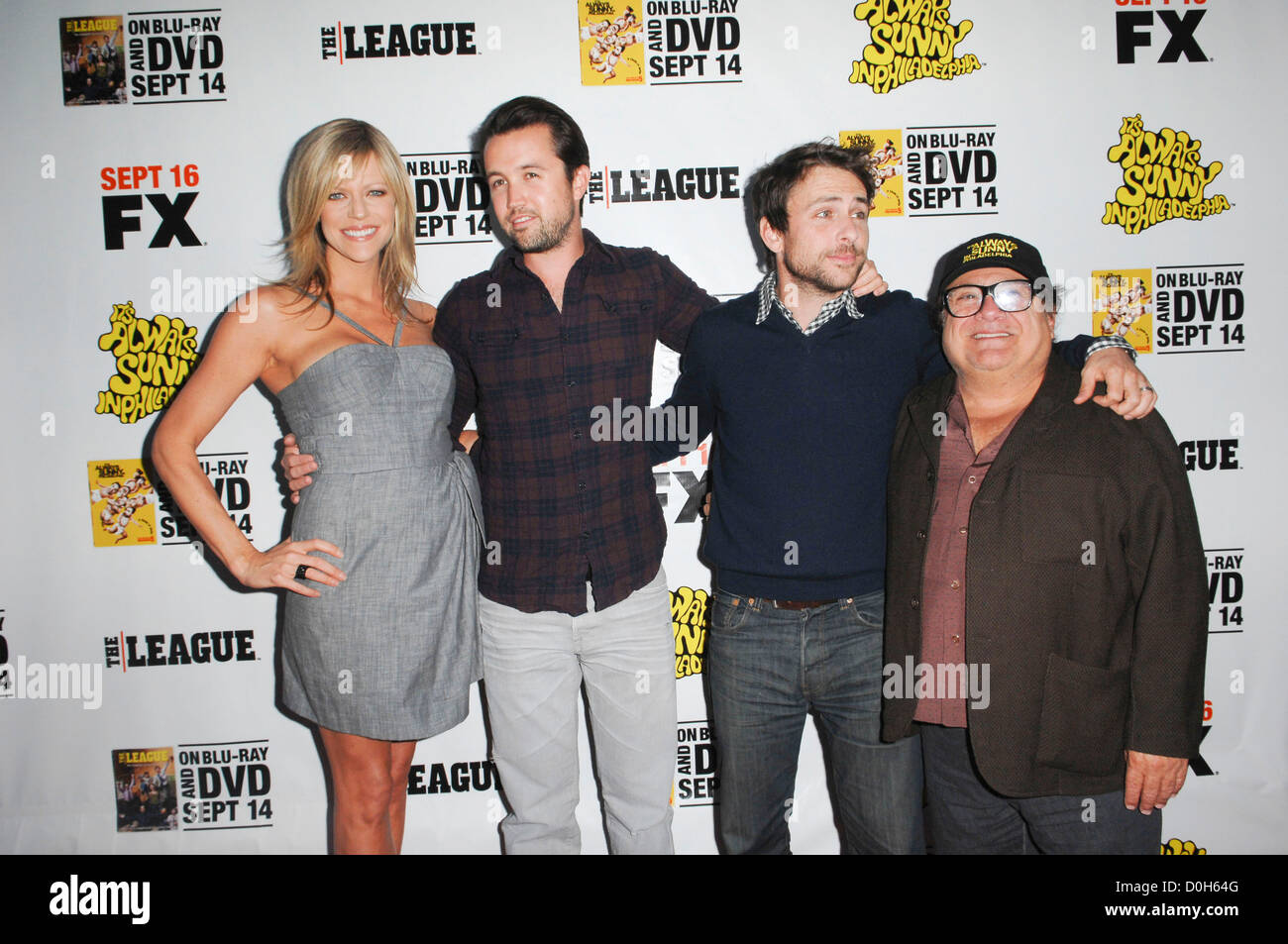 Kaitlin Olson, from left, Danny DeVito, Rob McElhenney, Glenn