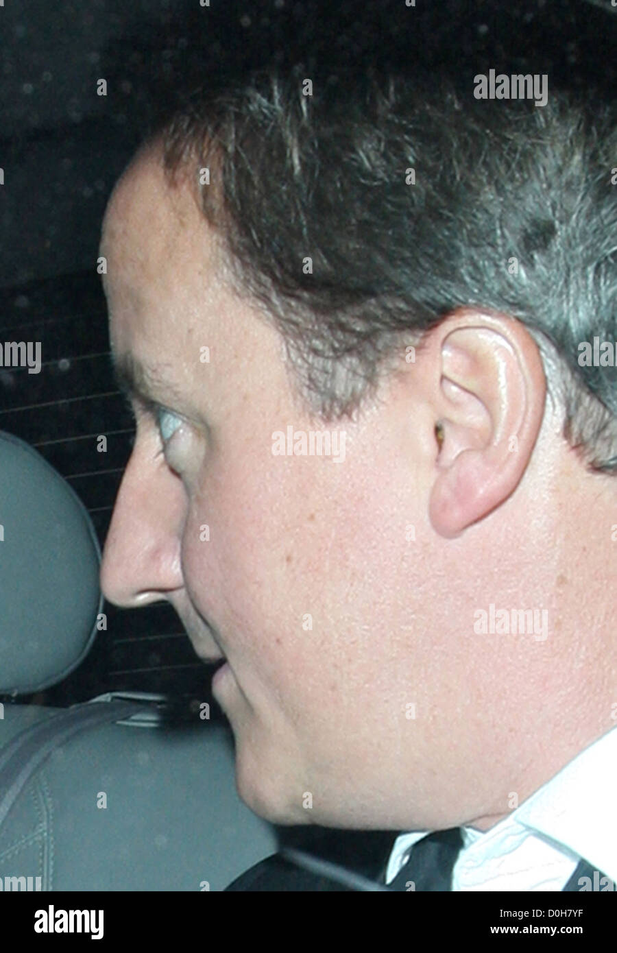 Prime Minister David Cameron appears to have ear wax in his ear as he  leaves the Dorchester Hotel London, England - 21.09.10 Stock Photo - Alamy