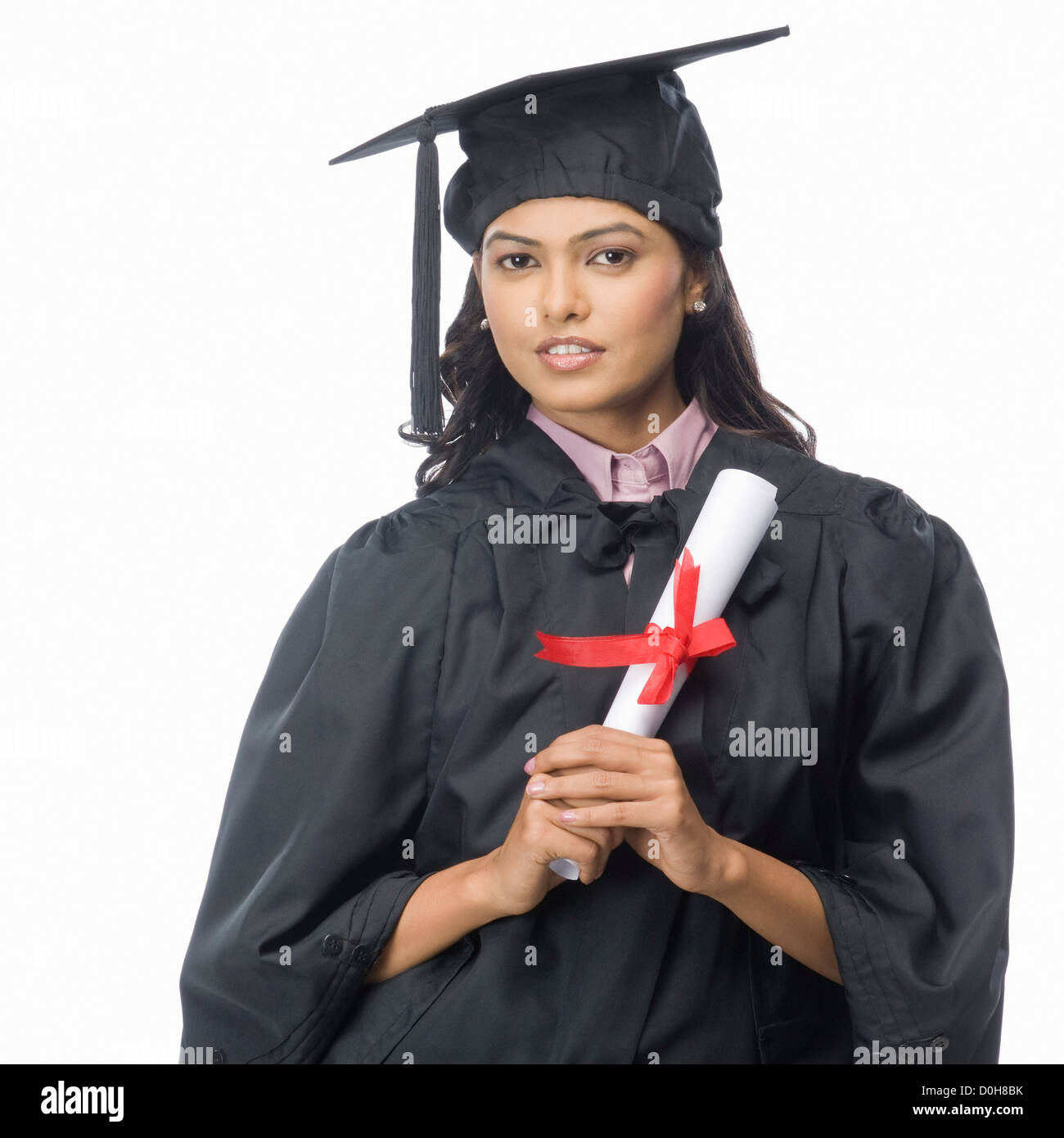 Portrait of a female graduate with her diploma Stock Photo - Alamy