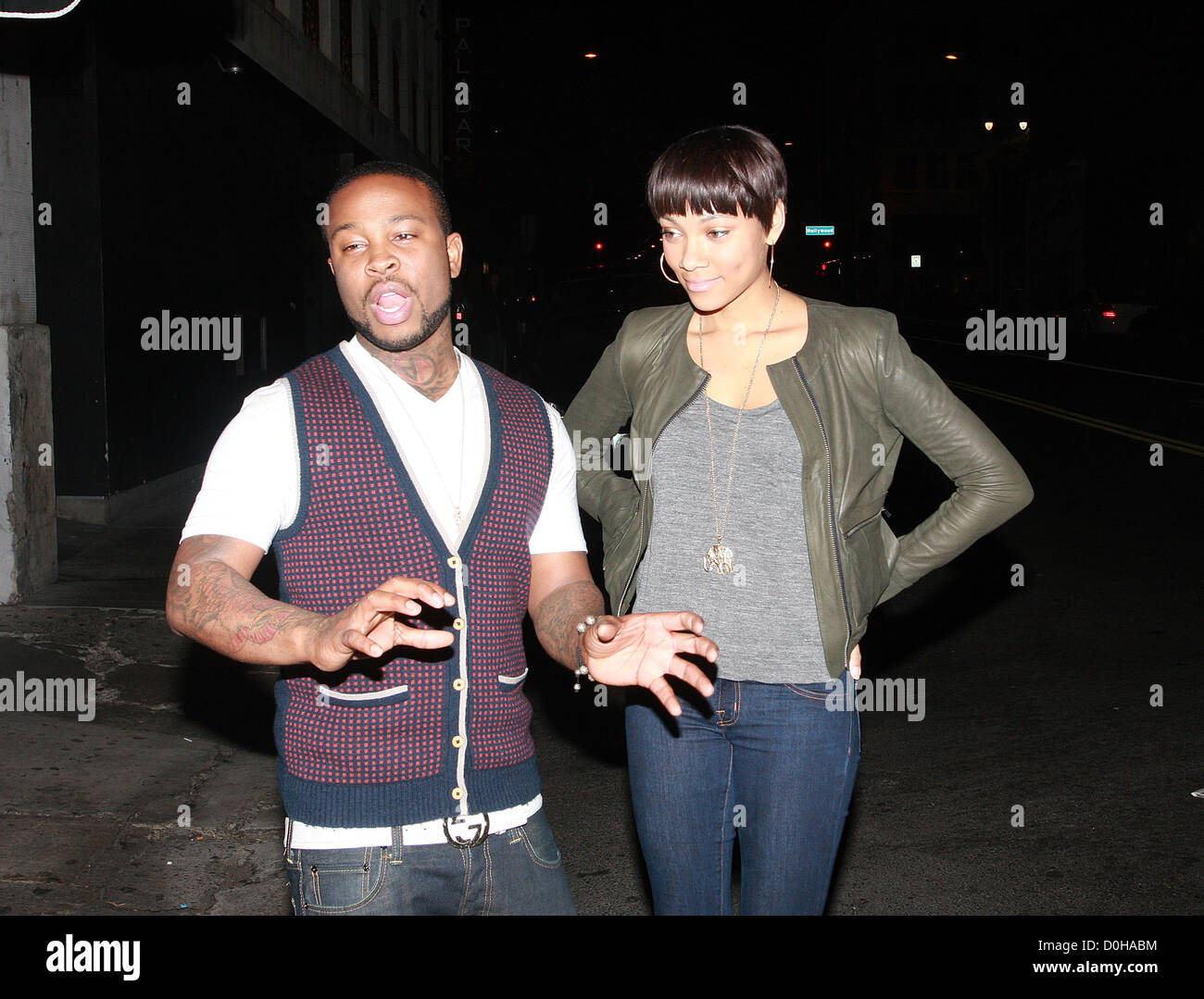 Pleasure P aka Marcus Cooper and Bria Murphy leaving Playhouse