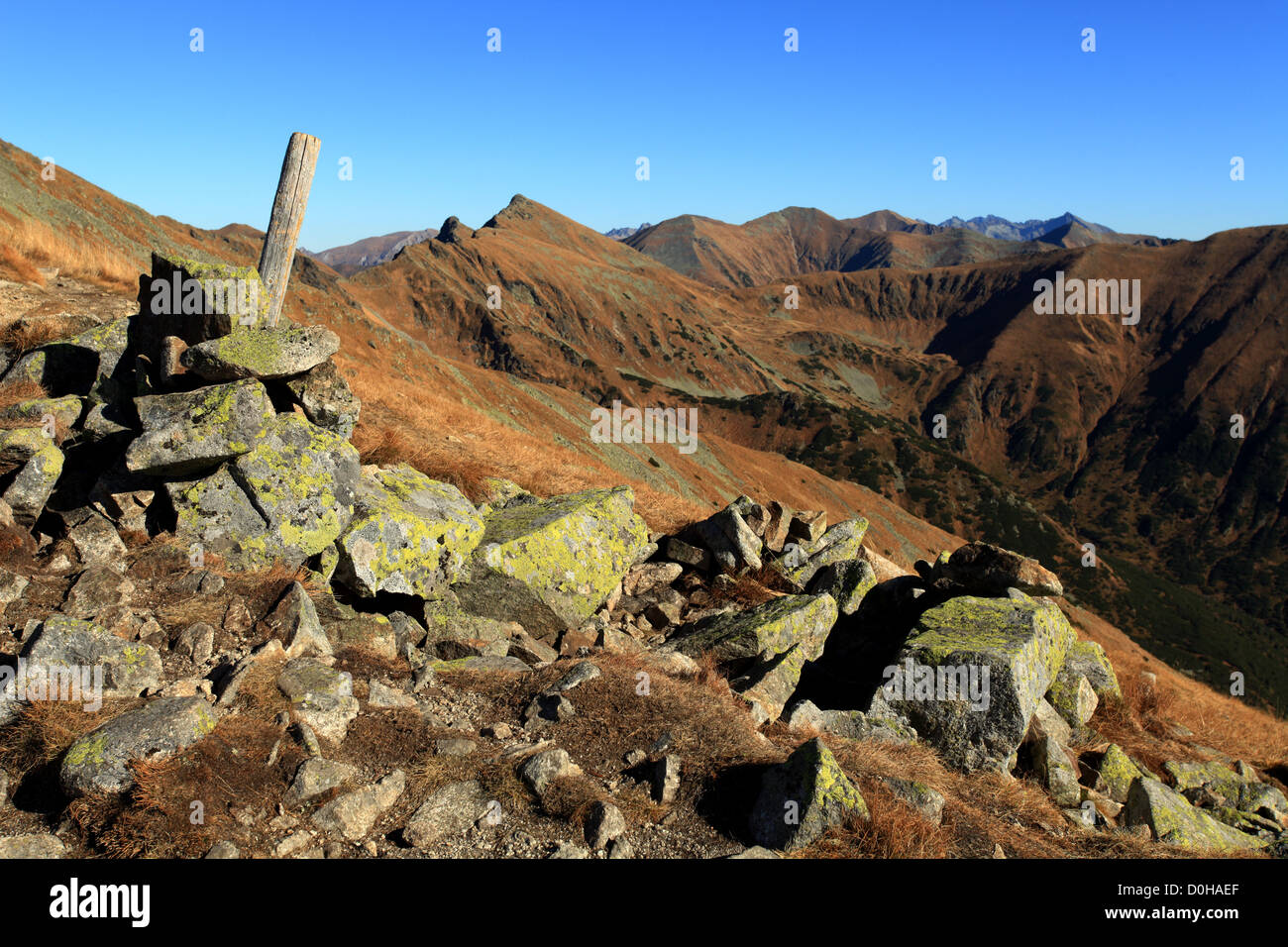 View of Zapadne Tatry - Rohace from peak Prislop, Slovakia. Stock Photo