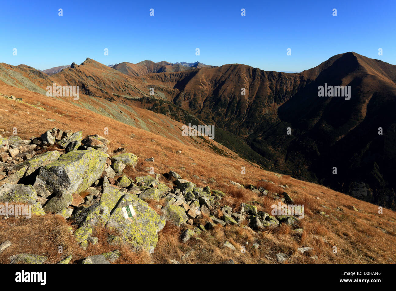 View of Zapadne Tatry - Rohace from peak Prislop, Slovakia. Stock Photo