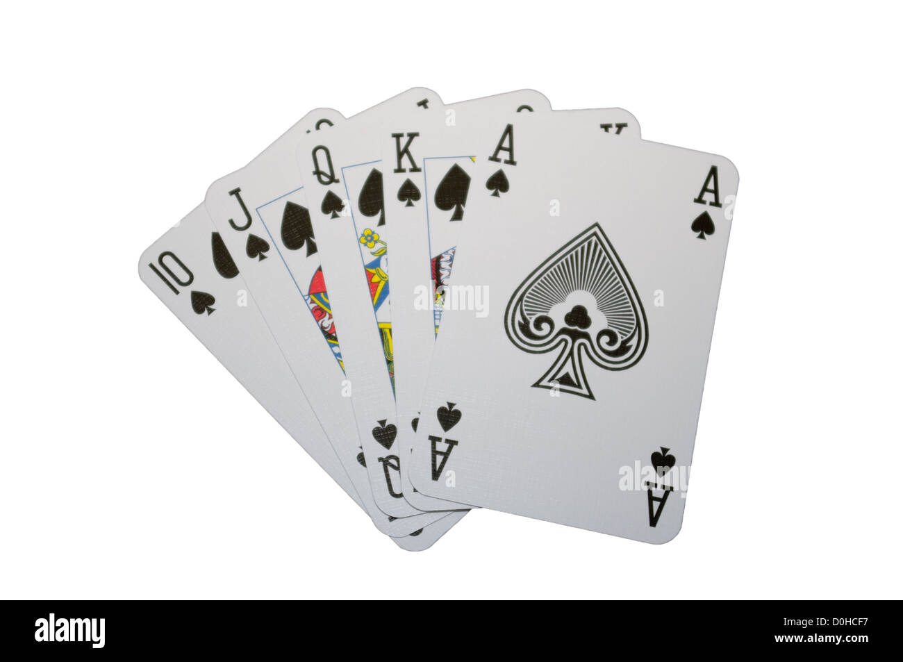 Royal Flush Spades Playing Cards Stock Photo