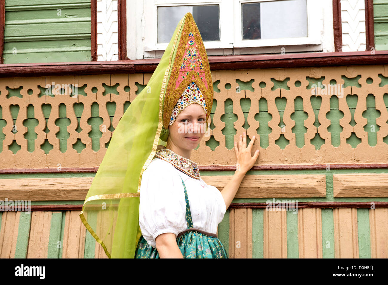 Girl In Russian Traditional Clothing Stock Photo, Picture and