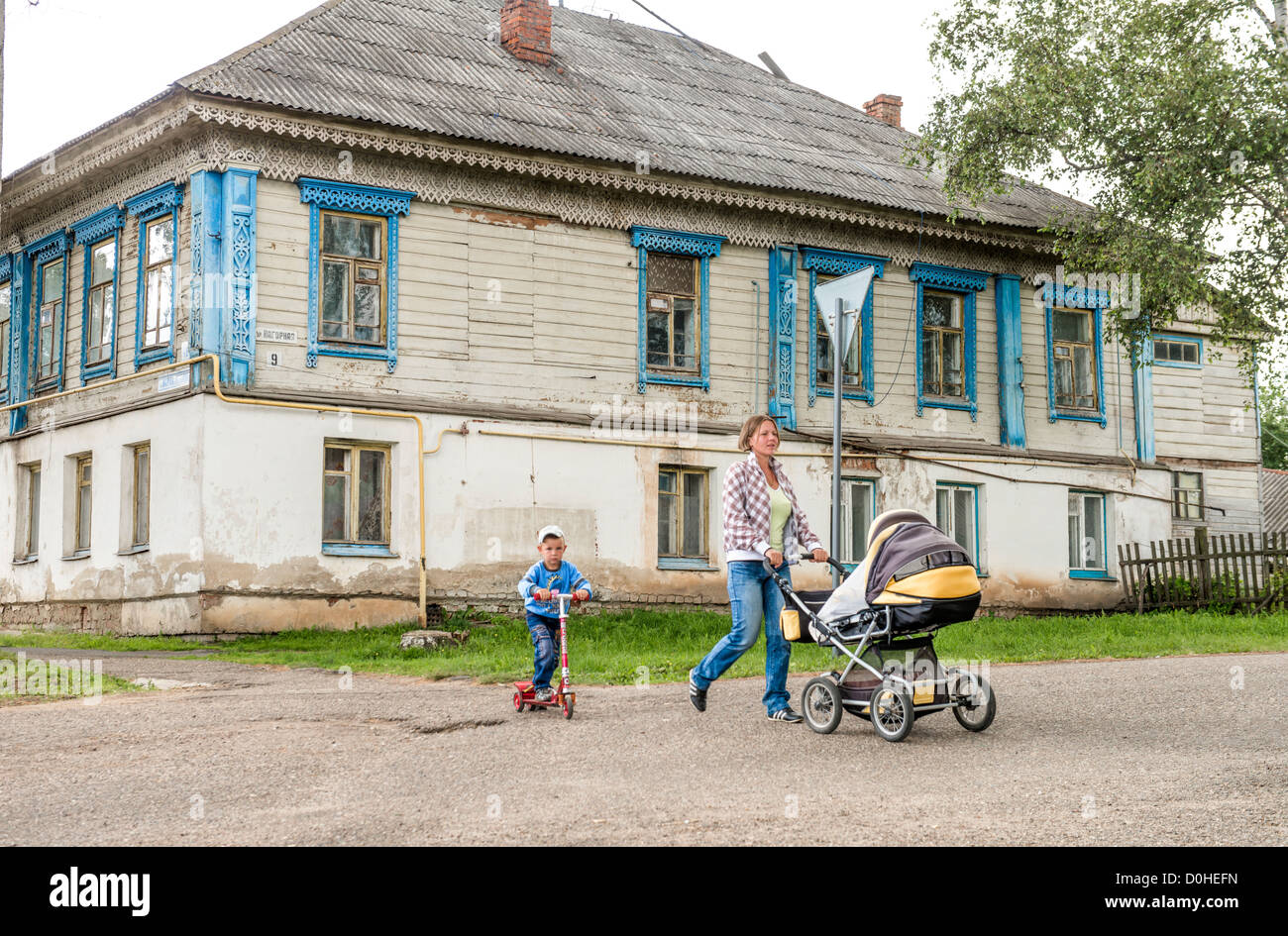 Life scene in the Russian village. Taken in Myshkin village, Russia on July 2012. Stock Photo