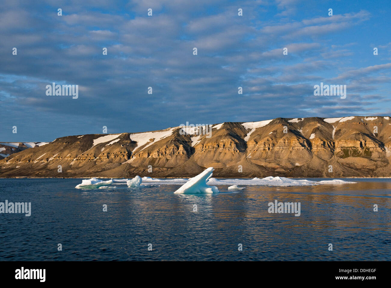 Rugged coastal landscape in Svalbard, Norway, in summertime. Stock Photo