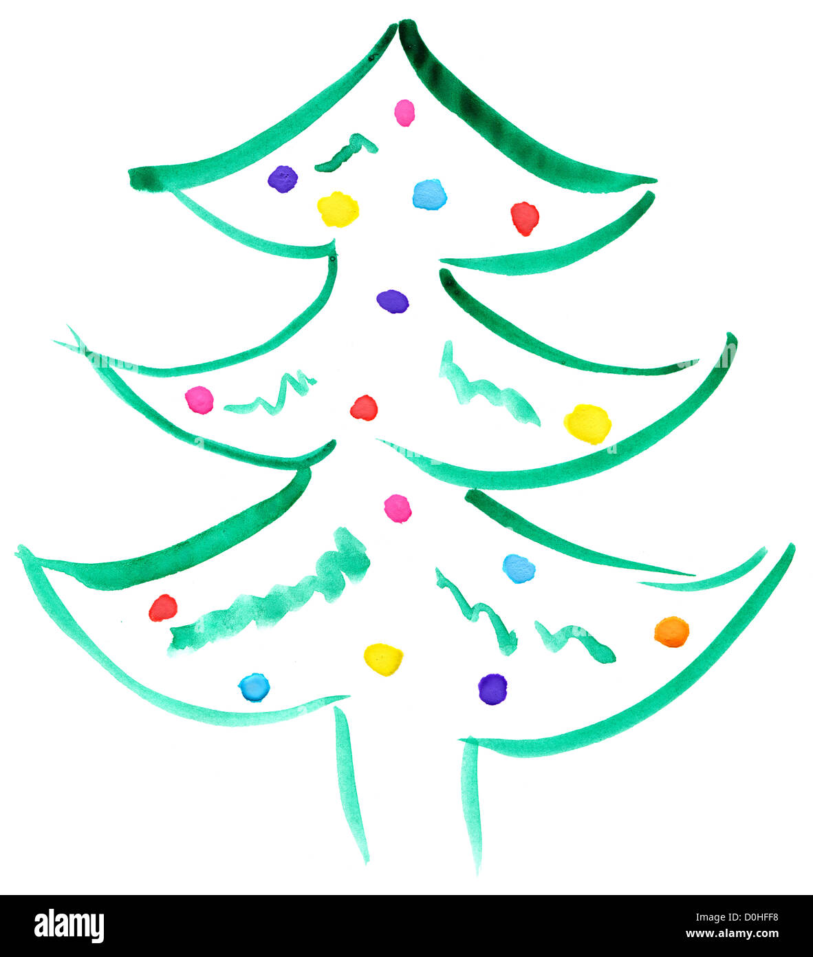 Drawn Christmas tree on white background Stock Photo Alamy