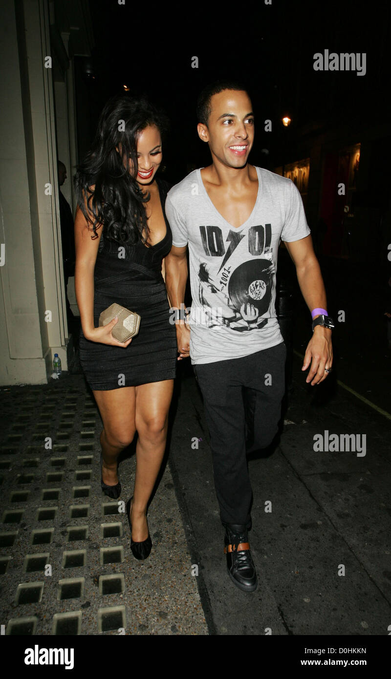 Marvin Humes of JLS and Rochelle Wiseman of The Saturdays seem leaving China White London, England Stock Photo