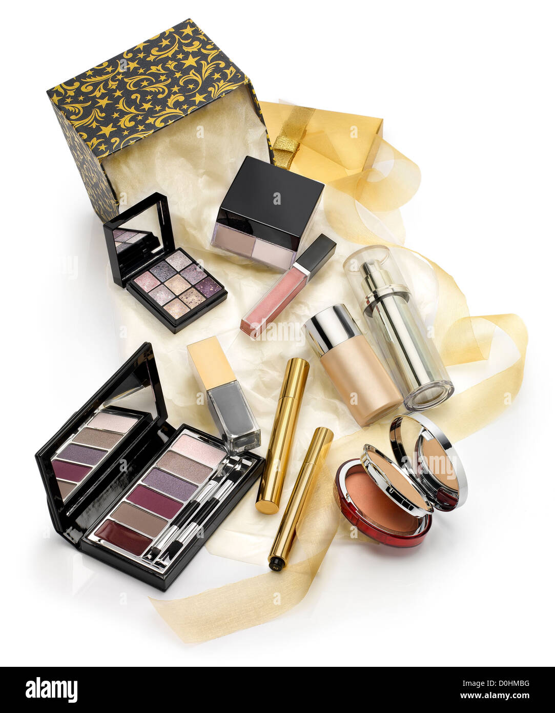 Make ups and cosmetics set gift Stock Photo