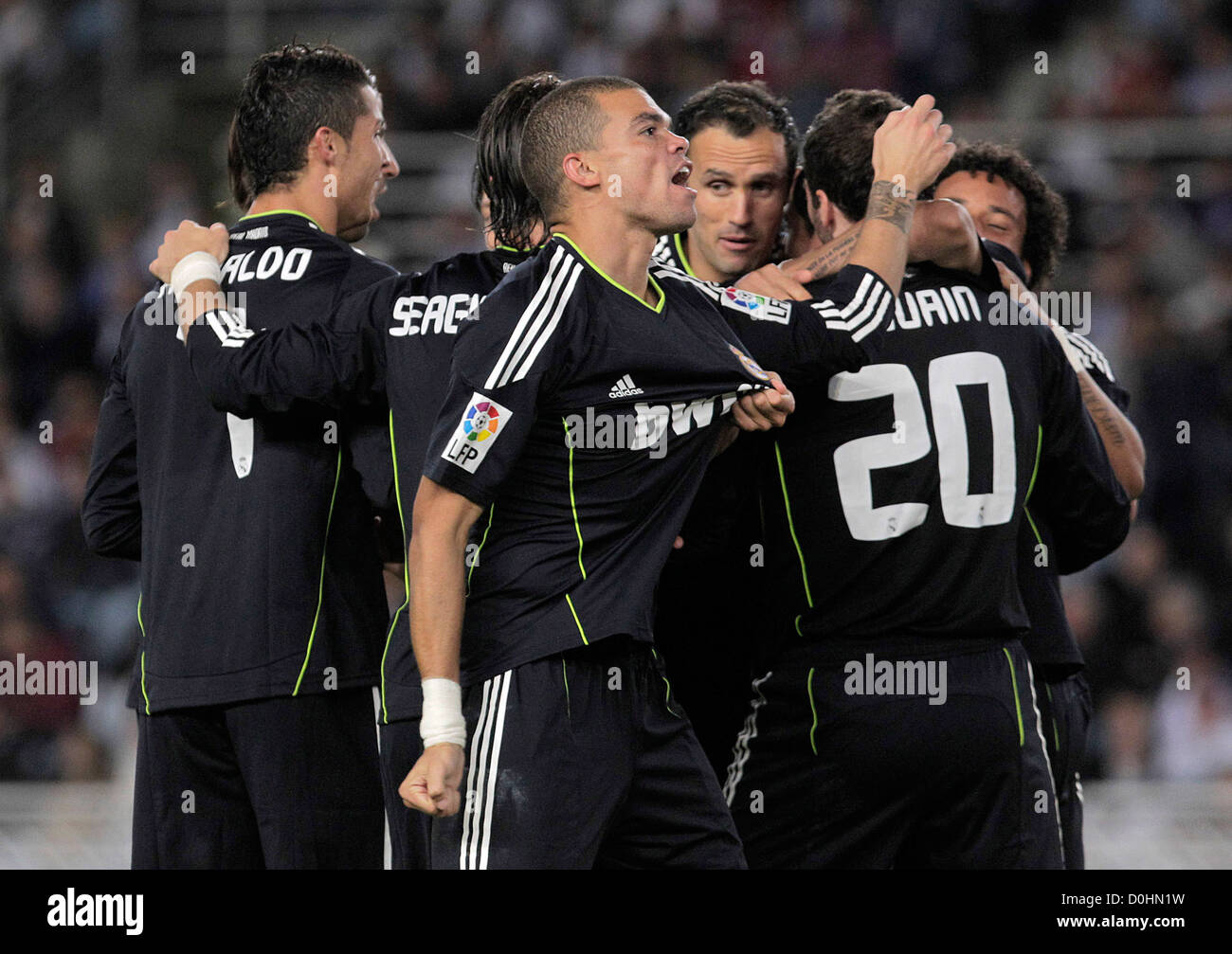 Real Madrid S Cristia Ronaldo Sergio Ramos Ricardo Carvalho Gonzalo Higuain Marcelo Vieira And Pepe Celebrate After Stock Photo Alamy