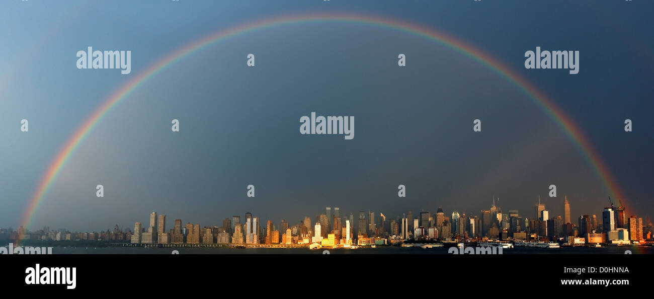 Panorama of Rainbow Over Manhattan, NYC, New York Stock Photo - Alamy