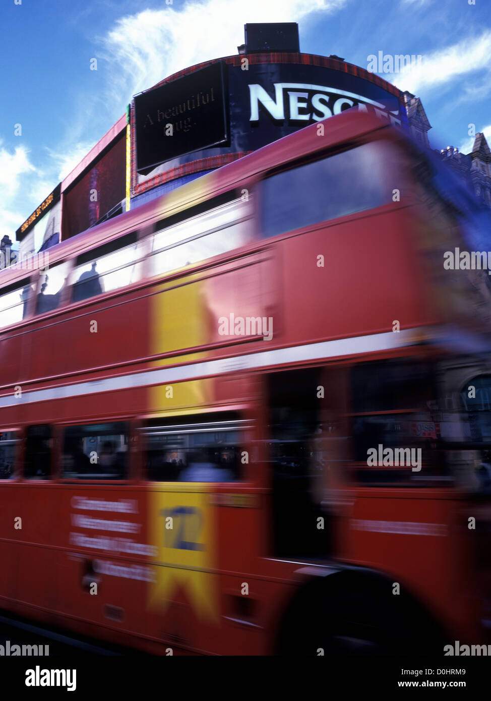 Britain, London, Piccadilly Circus, London bus and London's most famous Neon billboard. Stock Photo