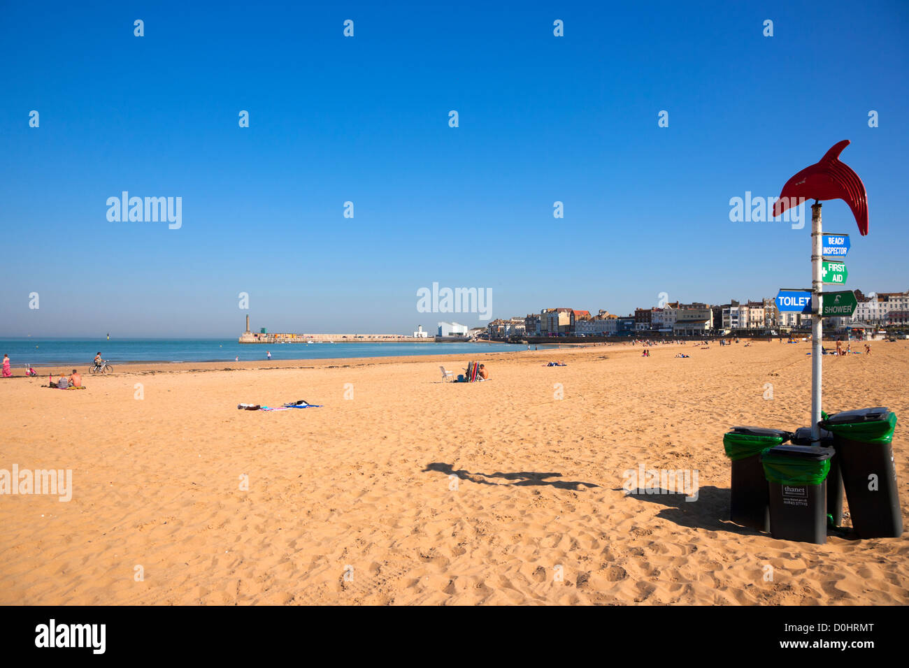 A view of the main beach in Margate bay on a sunny afternoon. Stock Photo