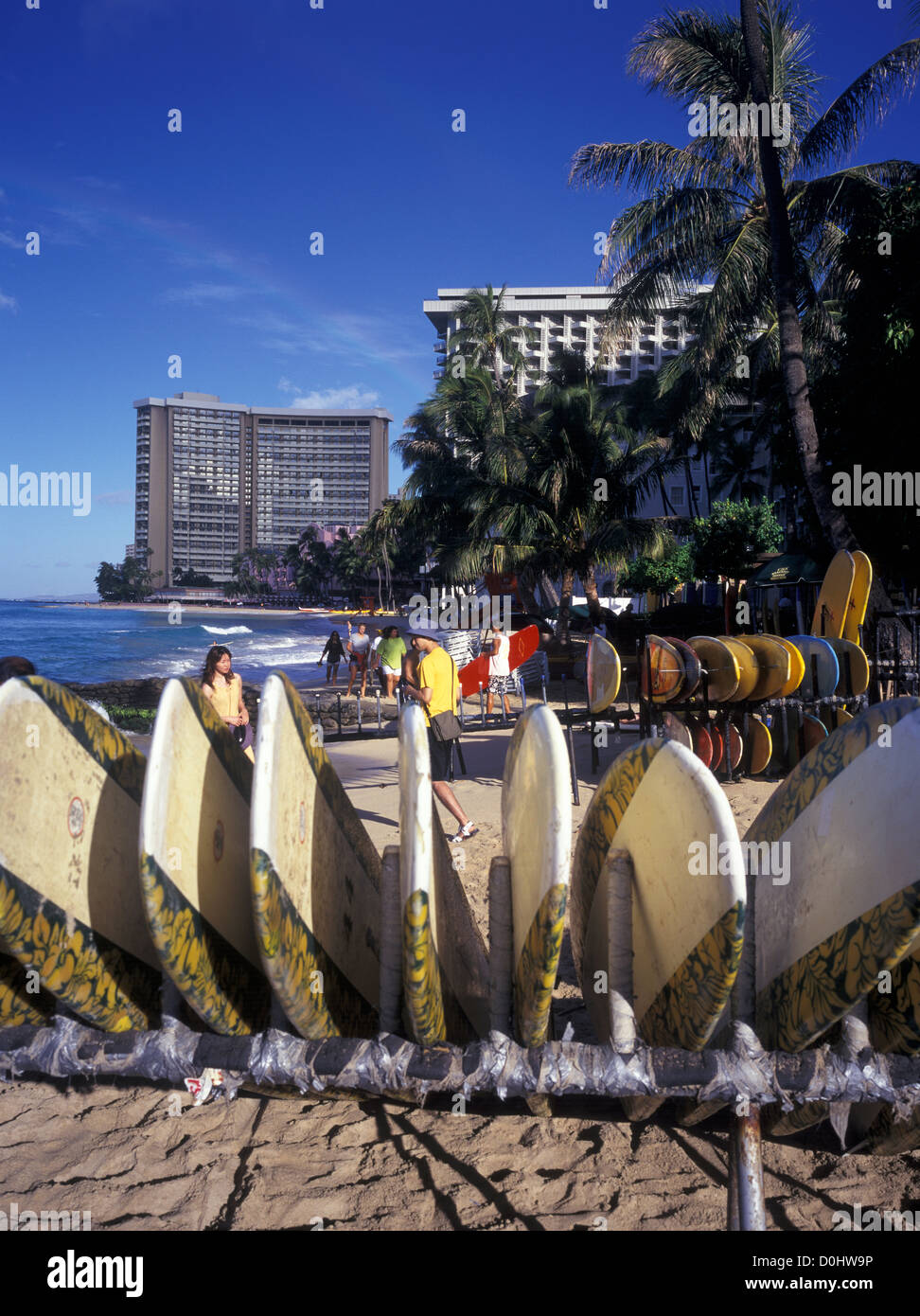 USA, Hawaii, Waikiki beach and surf boards Stock Photo - Alamy