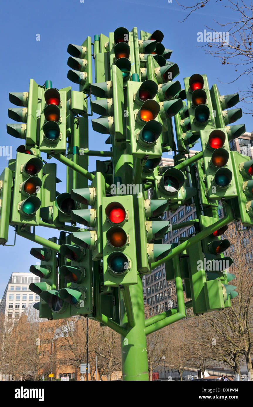 Traffic Light tree sculpture by French sculptor Pierre Vivant