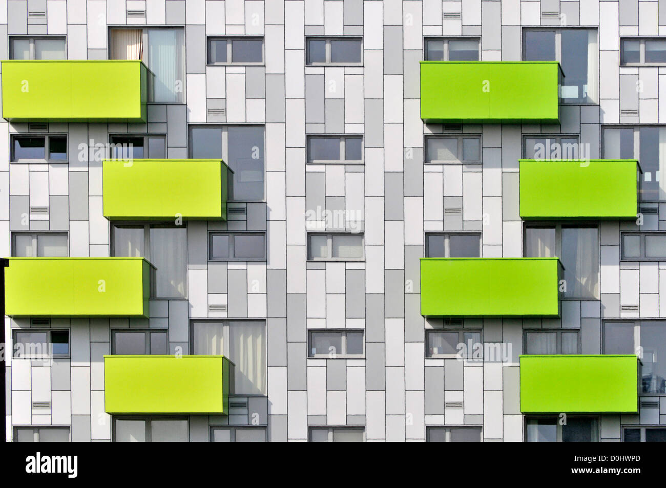 Building facade modern town centre housing development Stock Photo