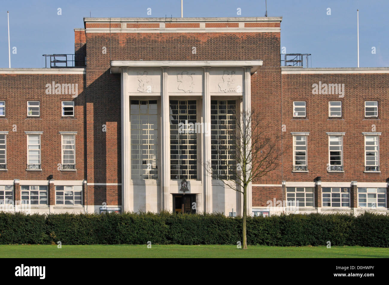 1930s art deco building was former town hall of Dagenham Borough Council now used by the combined London Borough of Barking & Dagenham East London UK Stock Photo
