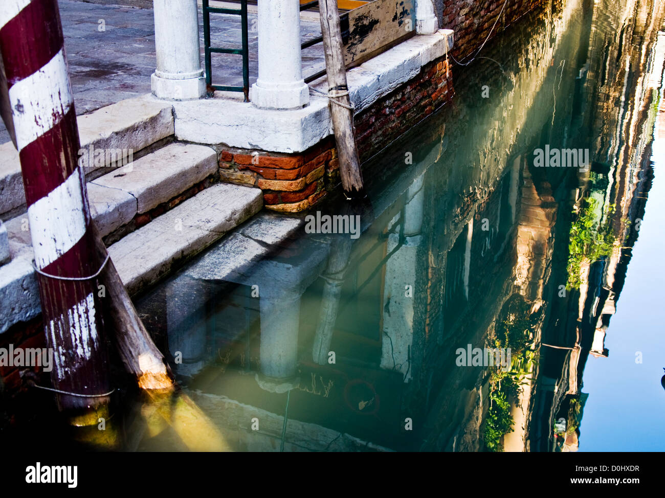 Venetian steps and reflections in canal Stock Photo - Alamy