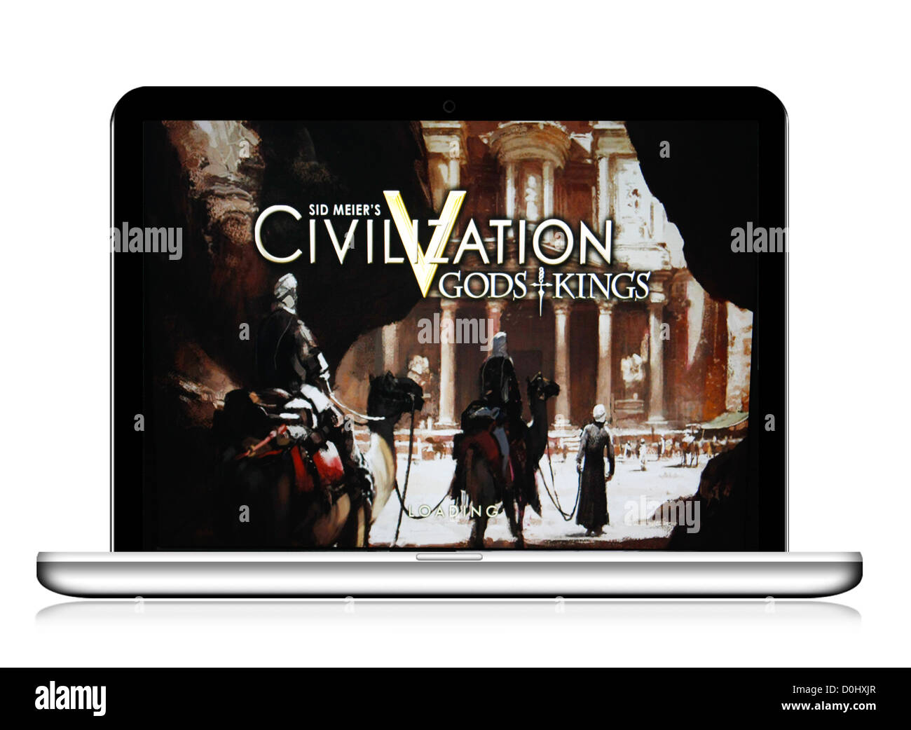 A PC Game in a laptop computer isolated on a white background Stock Photo