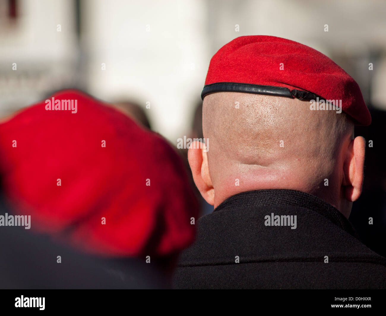 On Remembrance Day 2012,members of the Royal Military Police stand to attention. Stock Photo