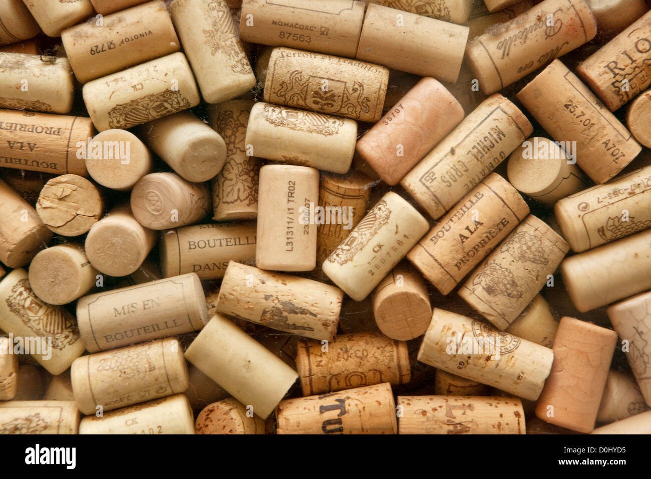 Wine corks on display in a shop window in Leadenhall Market. Stock Photo
