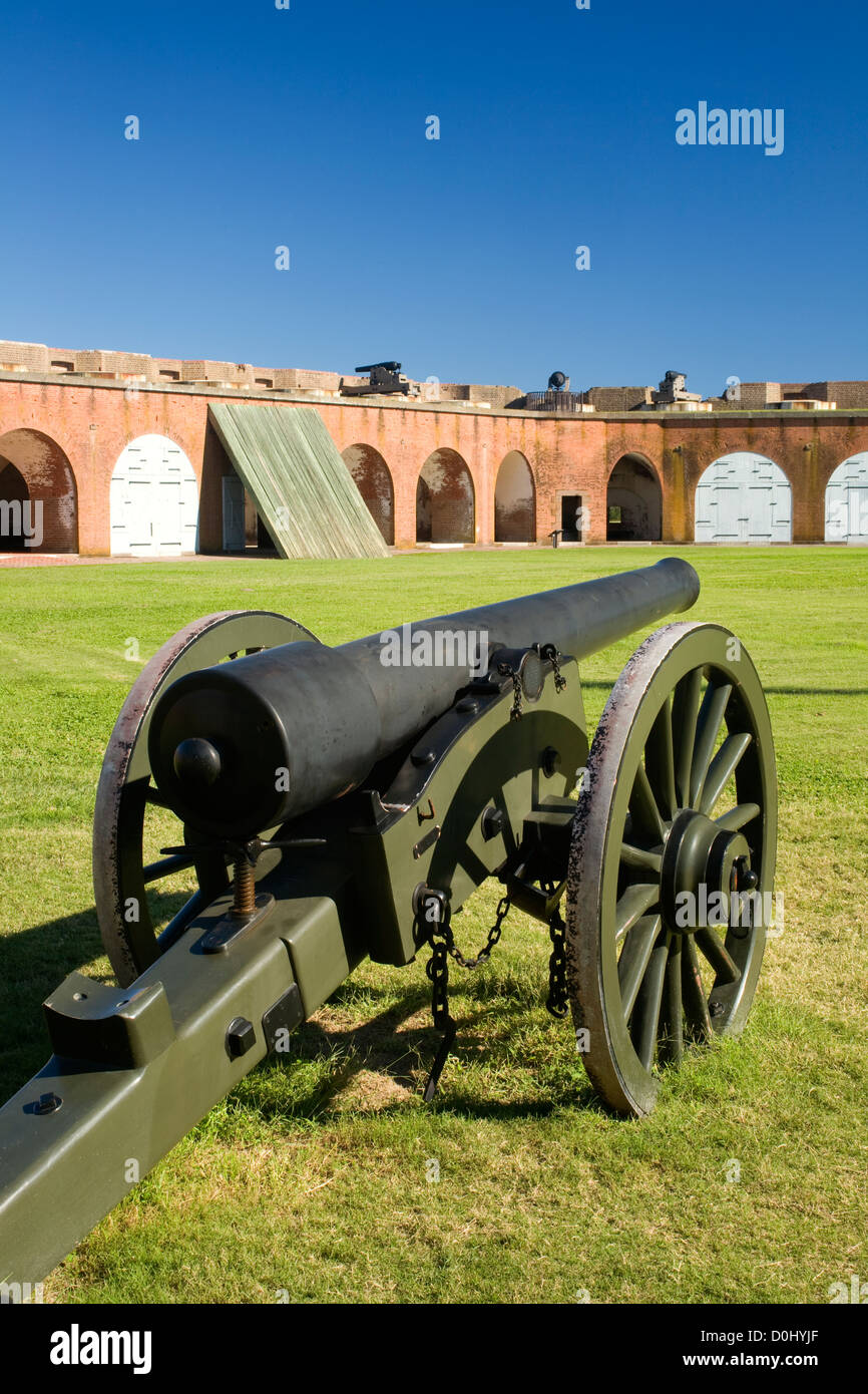 Fort Pulaski National Monument is a Civil War era fort built on Cockspur Island to protect the river approaches to Savannah. Stock Photo