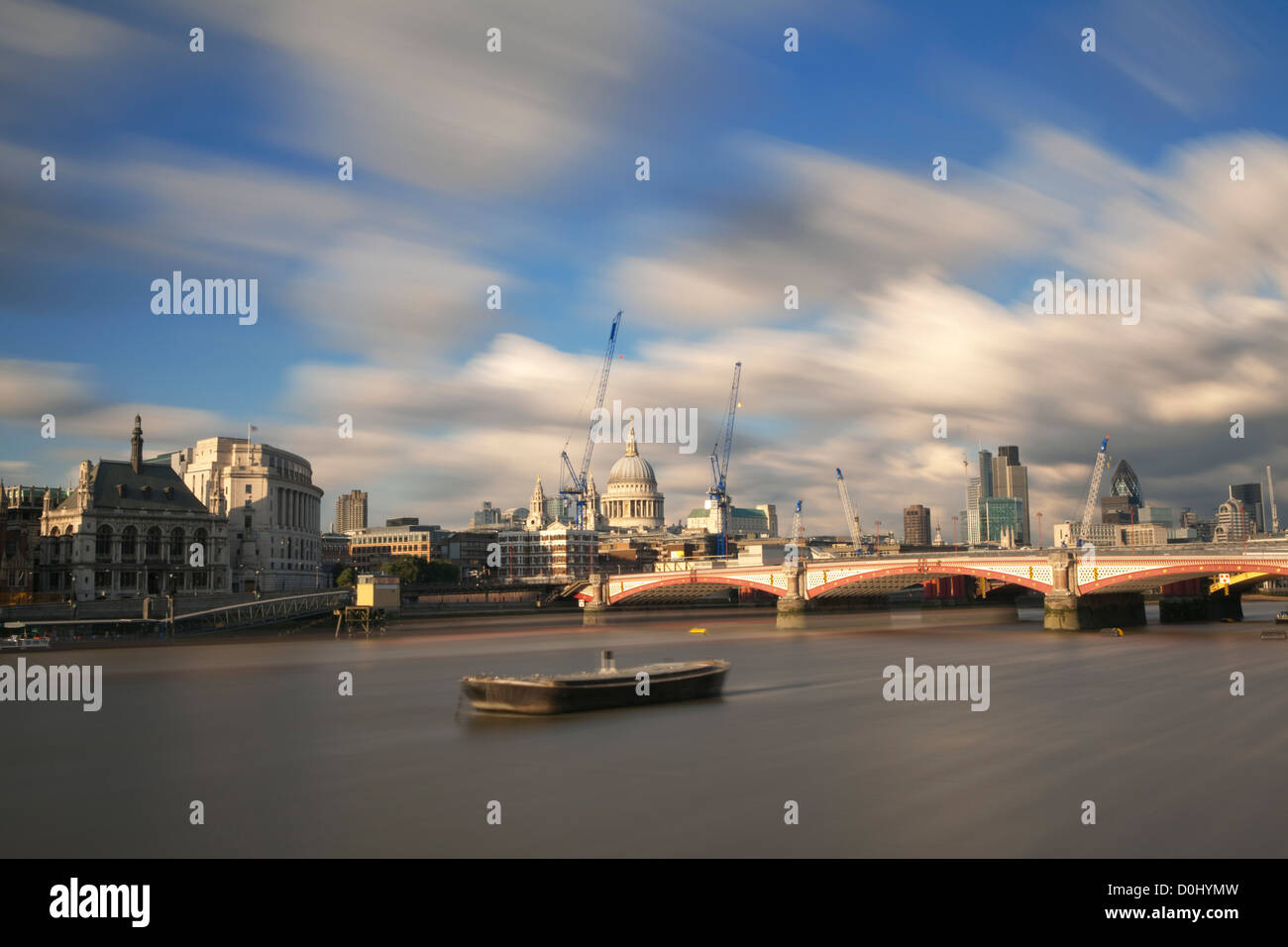 A view of the City of London from the south Embankment. Stock Photo
